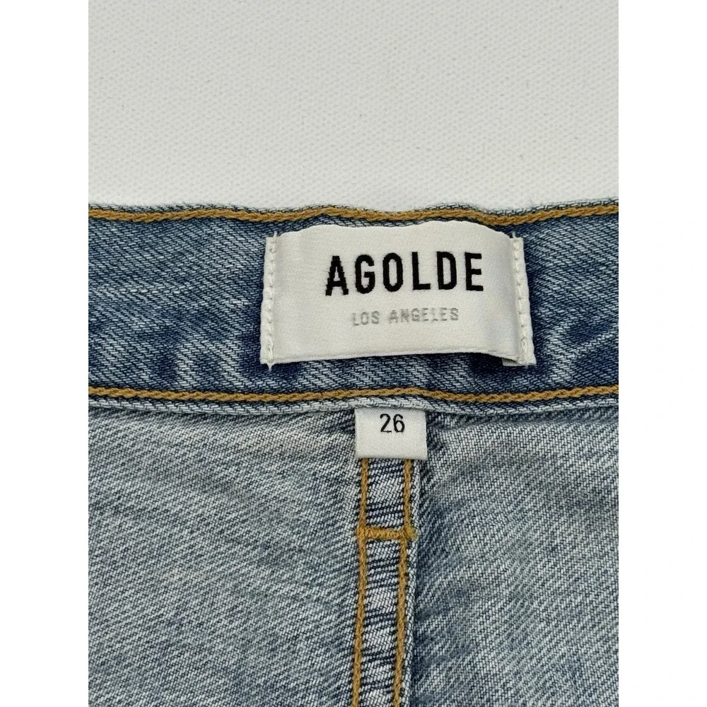 Agolde Criss Cross Jeans Womens Size 26 Blue Light Wash Denim Button Fly USA - Picture 4 of 11